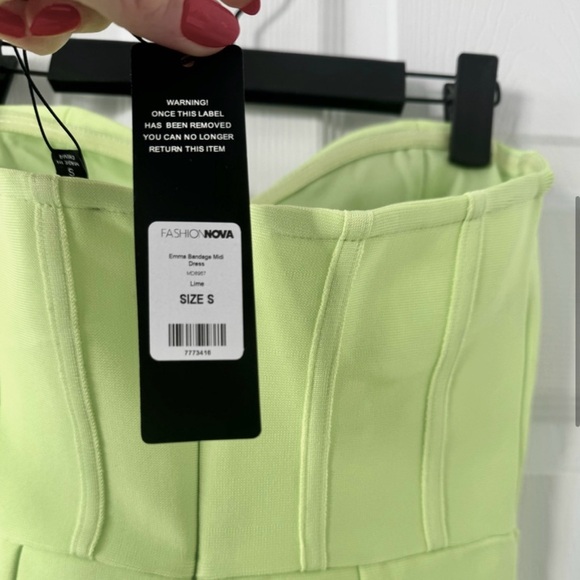 Corset Bandage Midi Dress in Lime - XS - Picture 2 of 6